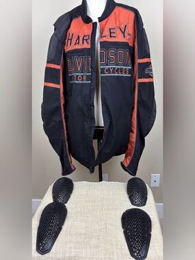 Harley-Davidson MotorClothes Motorcycle Jacket 2XL Tall w/CE Armor Black/Orange